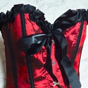 NEW Burgundy Red & Black Satin Corset